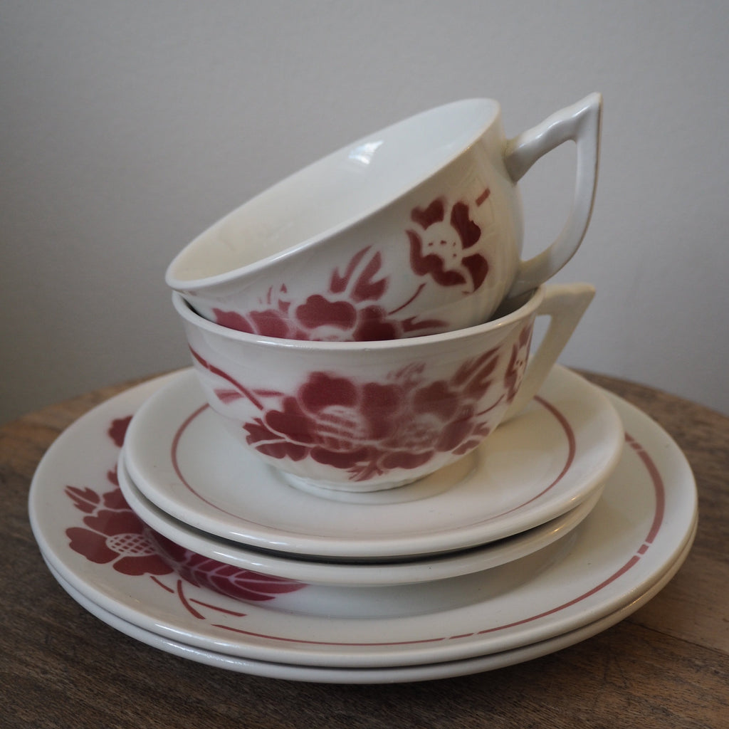 Fransk vintage fajance kaffesæt