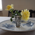 Sølvplet vase m. blomster